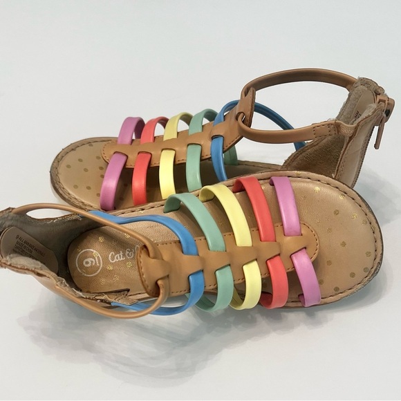 Cat & Jack Toddler Girls Farrah Rainbow Gladiator Sandals Size 9 - Picture 5 of 6